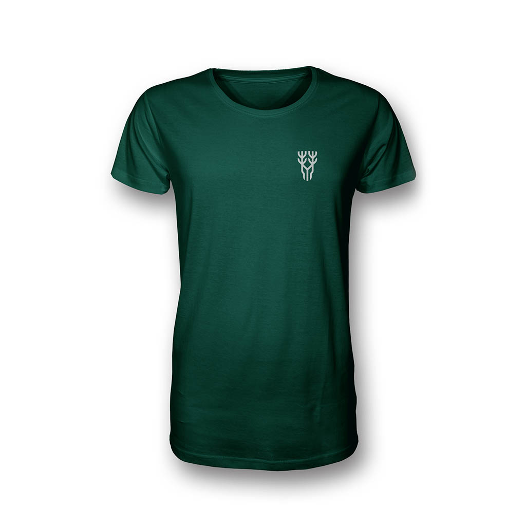 Grünes T-Shirt in Vorderansicht mit Logo