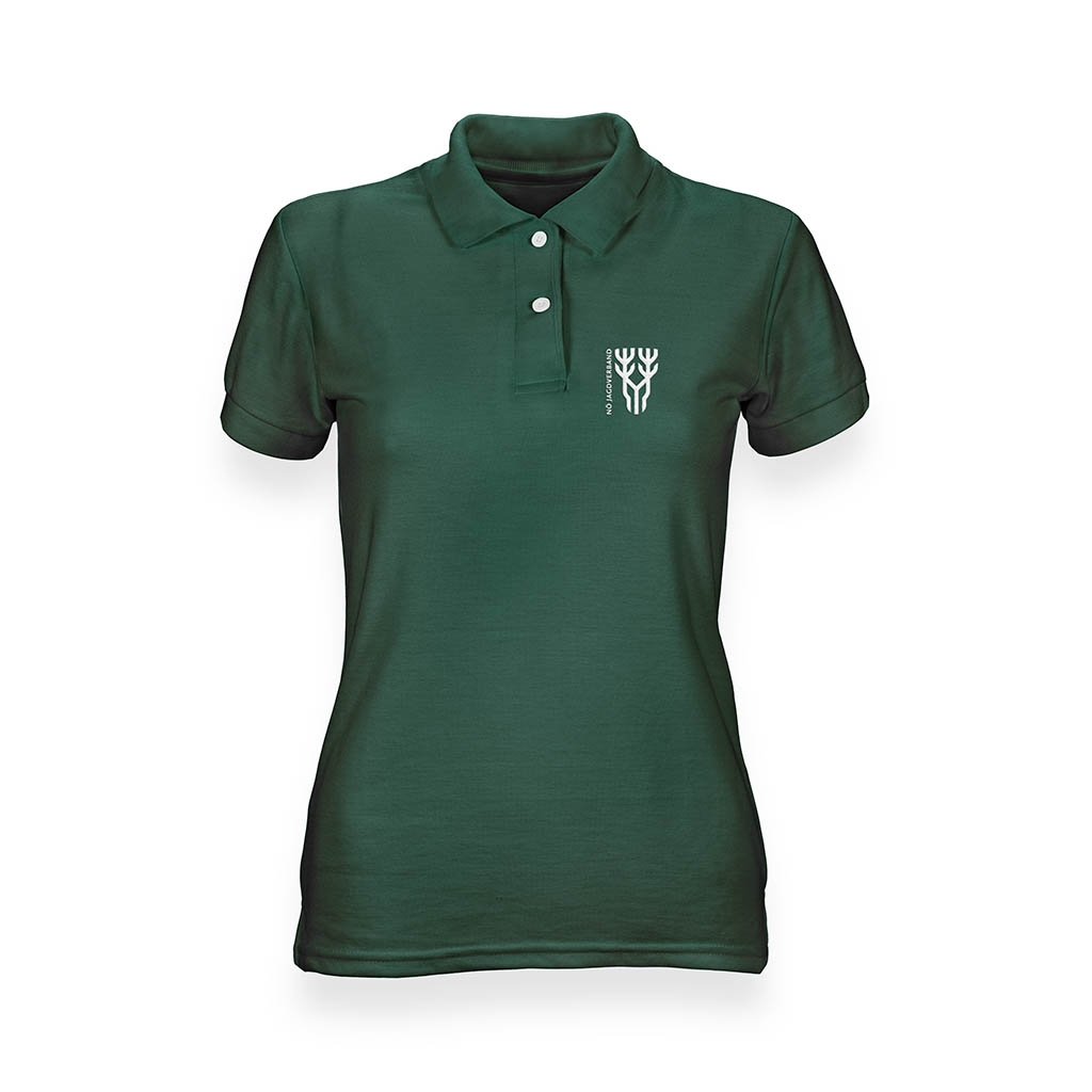 Grünes Poloshirt für Frauen in Vorderansicht mit Logo