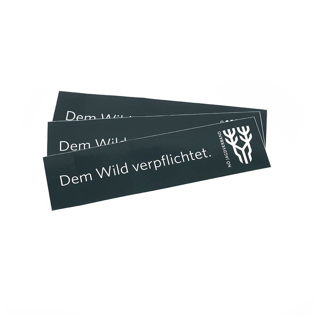 Drei Autoaufkleber "Dem Wild verpflichtet"